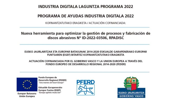 Concedida subvención al Proyecto RPADISC de PFERD-Rüggeberg, S.A.