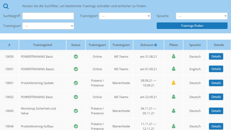 PFERD TOOLS course calendar