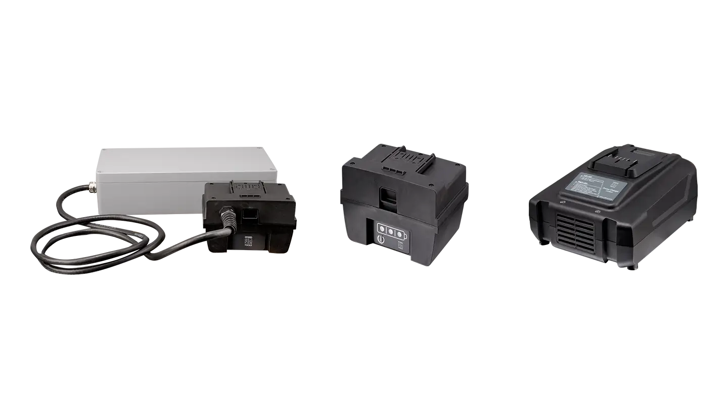 O sistema de acionamento RCK: Fonte de alimentação, bateria e carregador rápido