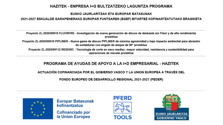 Concedida subvención a los proyectos de I+D FLUORFRE, PIPLINER y RESDISC de PFERD-Rüggeberg, S.A.